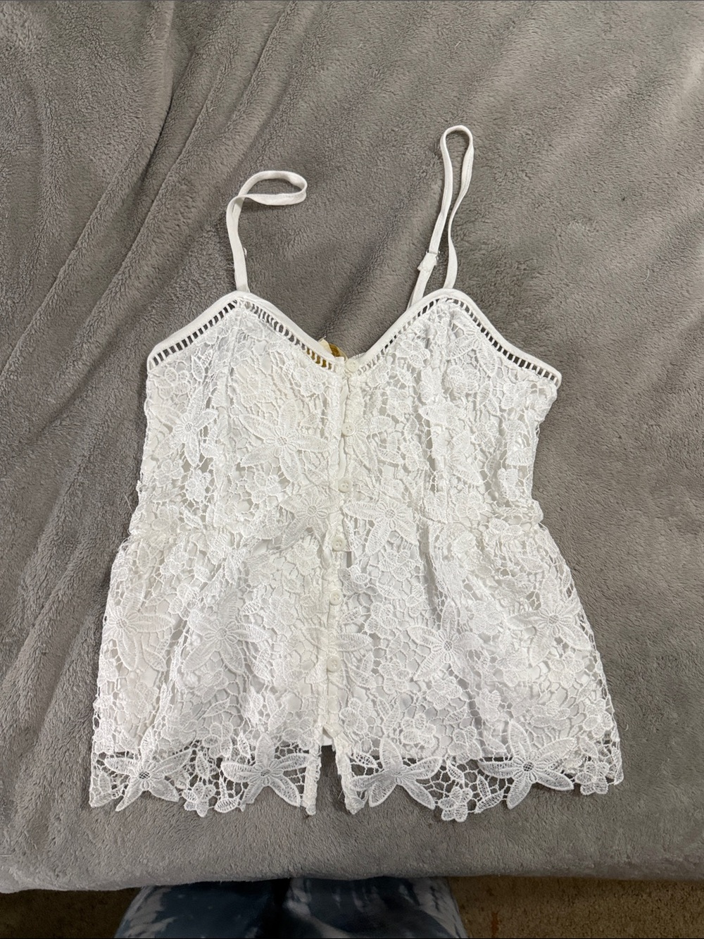 Rebellion White Lace Spaghetti Strap Tank Top